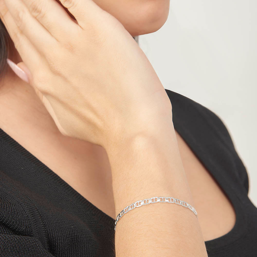 Unisex | Pulsera Tejido Gucci Diamantado 4 mm – Unisex – Plata Ley .925