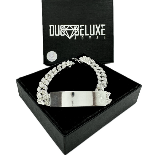 Unisex | Esclava Tejido Barbada Cubana Diamantada Con Zirconias - 10 mm – Plata Ley .925