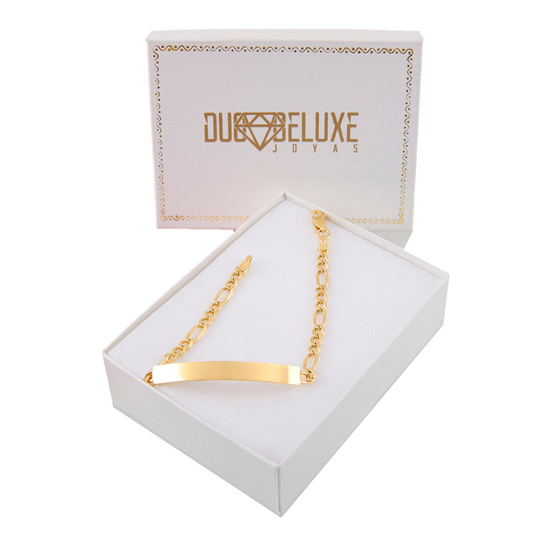 Parejas | Duo De Esclavas Tejido Cartier Figaro 3:1 Para Parejas, De Plata Autentica Ley .925 Con Baño De Oro Italiano 24k, Con Grabado, DUO DELUXE JOYAS