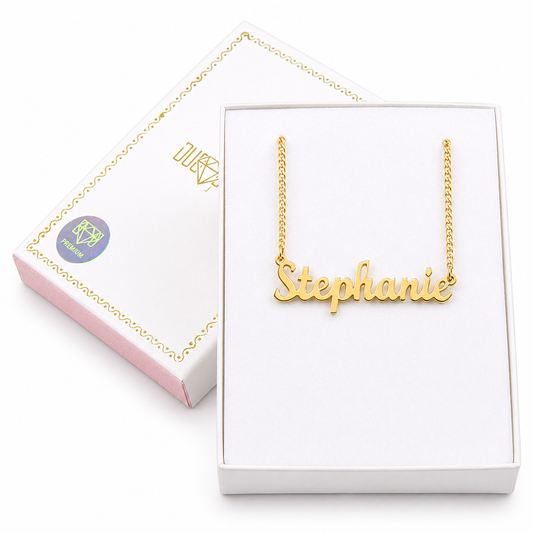Mujer | Collares Con Dije De Nombre Personalizado Para Dama, De Plata Ley .925, Con Baño De Oro Italiano 24k, DUO DELUXE JOYAS