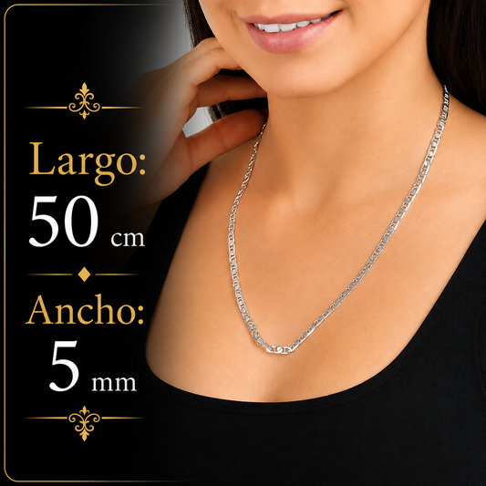 Unisex | Cadena Tejido Imperial Elegante - 5 mm x 50 cm, Collar Para Hombre Y Mujer, De Plata Autentica Ley .925, DUO DELUXE JOYAS