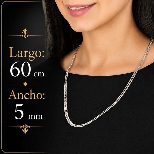 Unisex | Cadena Tejido Imperial Elegante - 5 mm x 60 cm, Collar Para Hombre Y Mujer, De Plata Autentica Ley .925, DUO DELUXE JOYAS