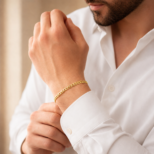 Unisex | Pulso Pulsera Tejido Barbada Cubana Lisa 4 mm, Esclava Para Hombre Y Mujer De Plata Autentica Ley .925 Con Baño De Oro Italiano 24k, DUO DELUXE JOYAS