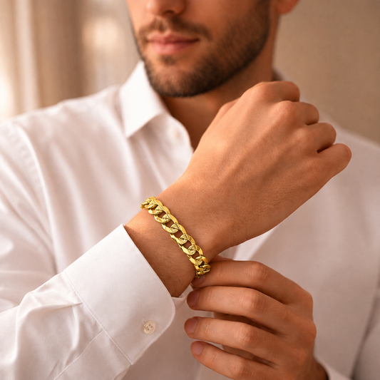 Unisex | Pulso Pulsera Tejido Barbada Cubana Diamantada 8 mm, Esclava Para Hombre Y Mujer De Plata Autentica Ley .925 Con Baño De Oro Italiano 24k, DUO DELUXE JOYAS