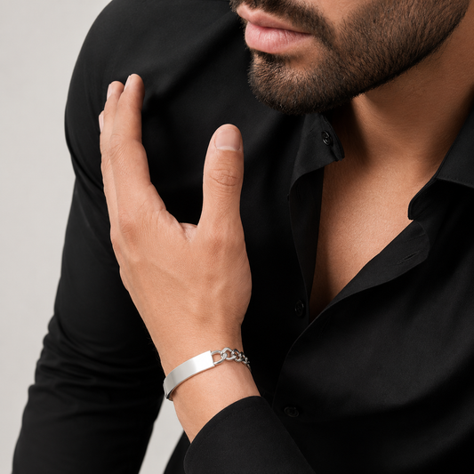 Unisex | Esclava Tejido Barbada Cubana Lisa 8 mm, Pulsera Para Hombre Y Mujer, De Plata Autentica Ley .925, Con Grabado, DUO DELUXE JOYAS