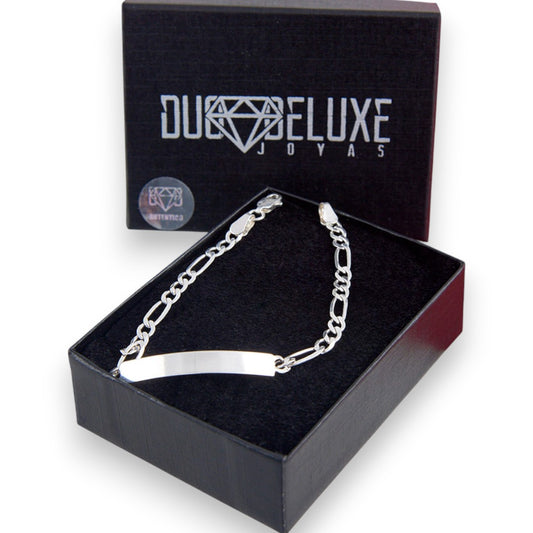 Parejas | Duo De Esclavas Tejido Cartier Figaro 3:1 Lisas Para Parejas, De Plata Autentica Ley .925, Con Grabado, DUO DELUXE JOYAS