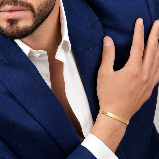 Unisex | Esclava Tejido Figaro 3:1 Lisa 4 mm, Pulsera Para Hombre Y Mujer, De Plata Autentica Ley .925 Con Baño De Oro Italiano 24k, Con Grabado, DUO DELUXE JOYAS