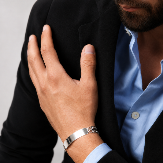 Unisex | Esclava Tejido Cubana Rombo Doble Eslabón 11 mm, Pulsera Para Hombre Y Mujer, De Plata Autentica Ley .925, Con Grabado, DUO DELUXE JOYAS