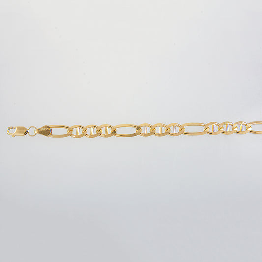 Unisex | Pulso Pulsera Tejido Figaruchi Lisa 6 mm, Esclava Para Hombre Y Mujer De Plata Autentica Ley .925 Con Baño De Oro Italiano 24k, DUO DELUXE JOYAS