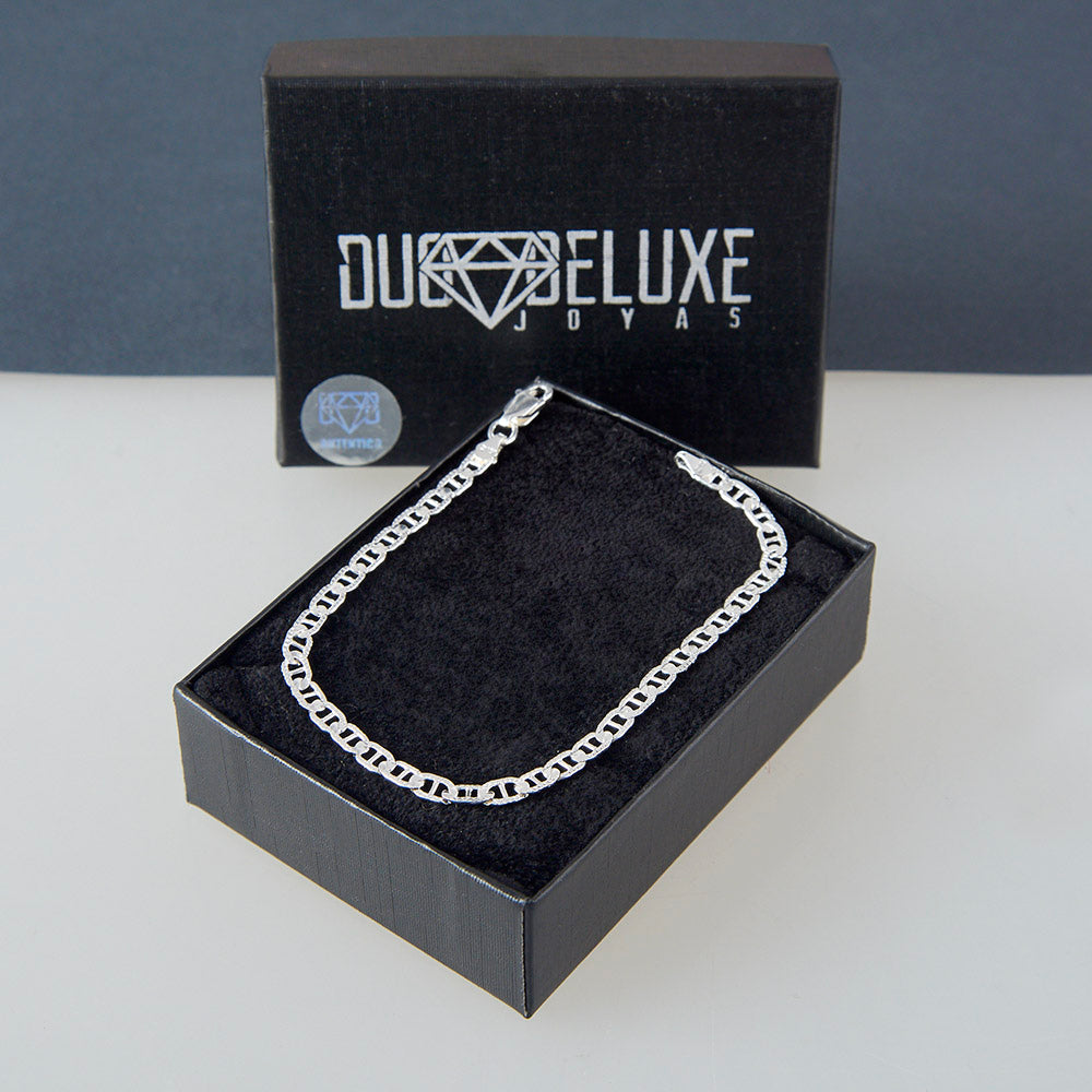 Unisex | Pulsera Tejido Gucci Diamantado 4 mm – Unisex – Plata Ley .925