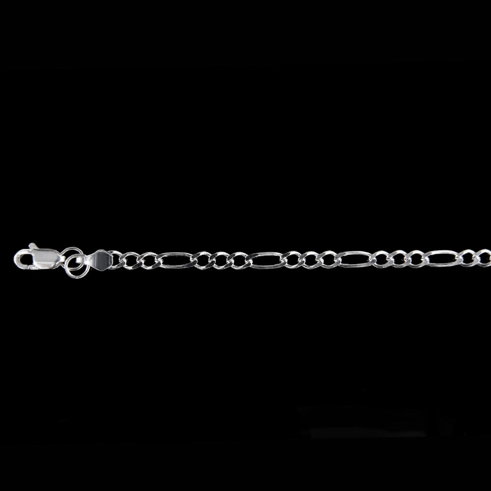 Unisex | Cadena Tejido Figaro 3:1 Lisa - 3 mm x 50 cm, Collar Para Hombre Y Mujer, De Plata Autentica Ley .925, DUO DELUXE JOYAS