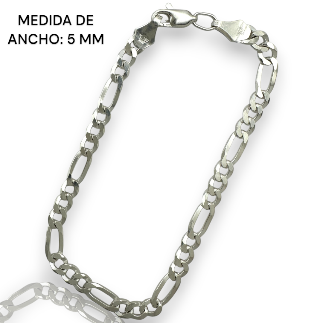 Pulsera Esclava Cartier Figaro Lisa, Plata Ley .925, Para Hombre y Mujer | DUO DELUXE JOYAS