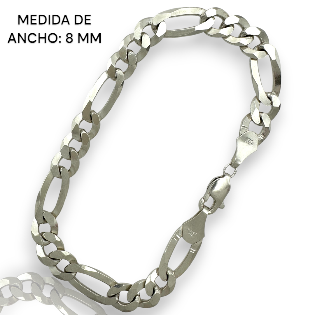 Pulsera Esclava Cartier Figaro Lisa, Plata Ley .925, Para Hombre y Mujer | DUO DELUXE JOYAS