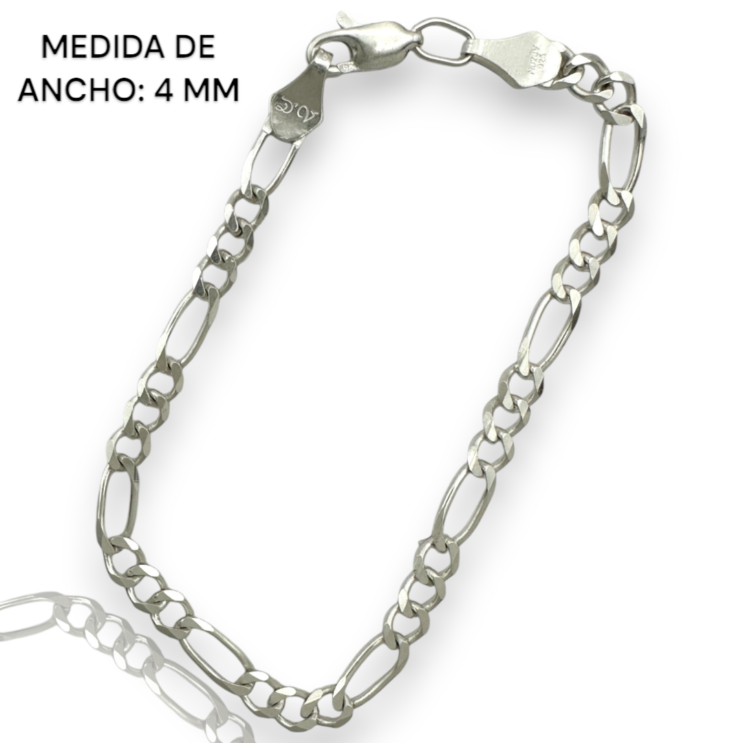 Pulsera Esclava Cartier Figaro Lisa, Plata Ley .925, Para Hombre y Mujer | DUO DELUXE JOYAS