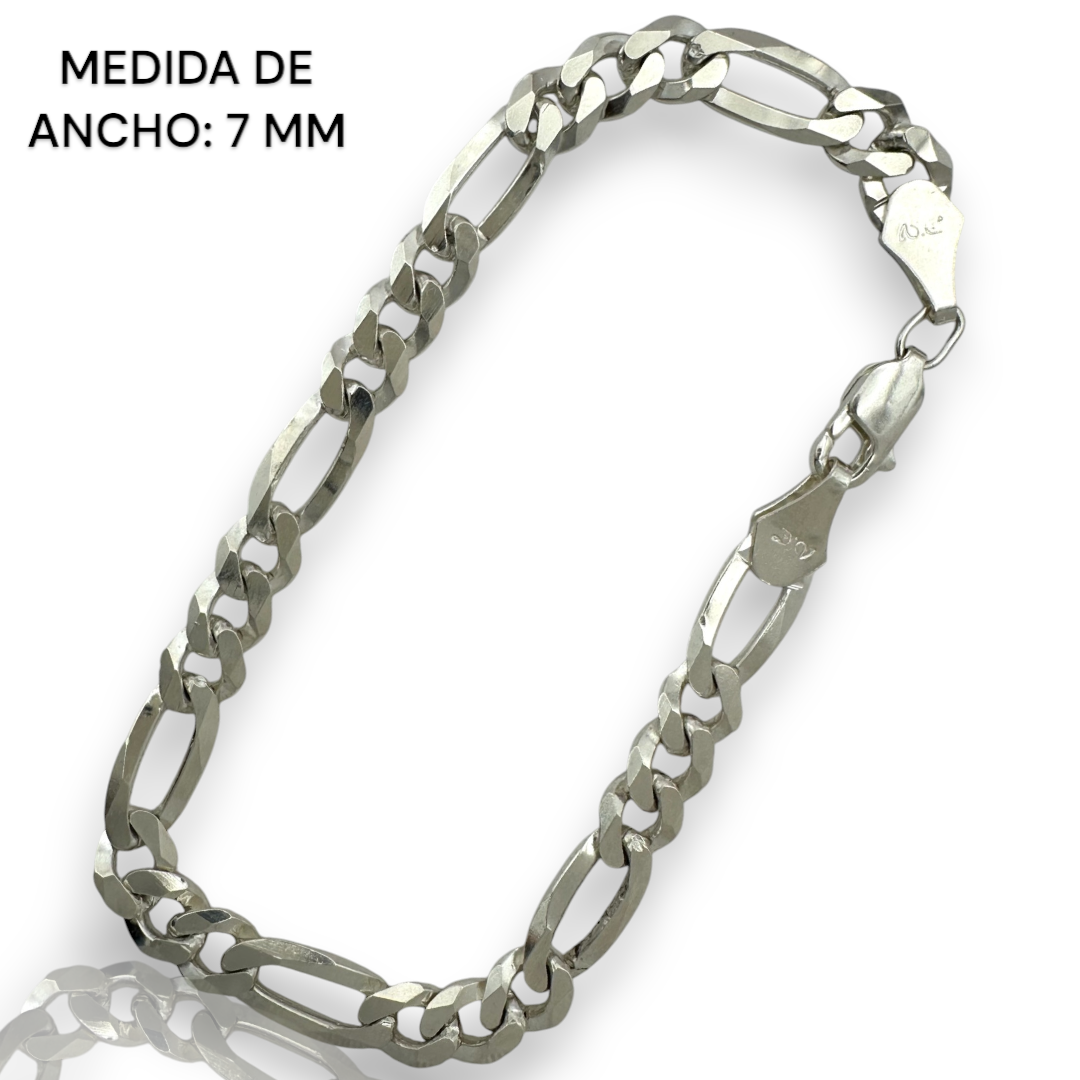 Pulsera Esclava Cartier Figaro Lisa, Plata Ley .925, Para Hombre y Mujer | DUO DELUXE JOYAS