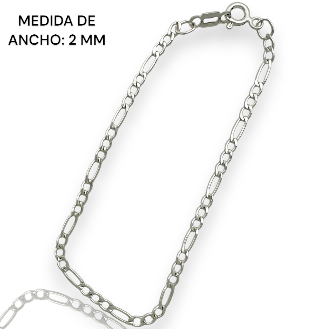 Pulsera Esclava Cartier Figaro Lisa, Plata Ley .925, Para Hombre y Mujer | DUO DELUXE JOYAS