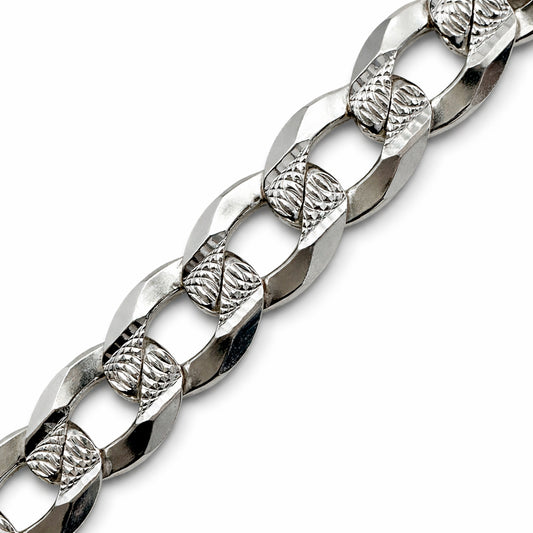 Unisex | Pulso Pulsera Tejido Barbada Cubana Diamantada 8 mm, Esclava Para Hombre Y Mujer De Plata Autentica Ley .925, DUO DELUXE JOYAS