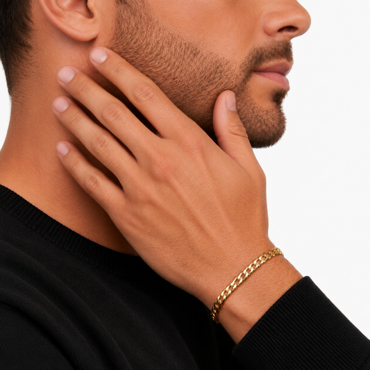 Unisex | Pulso Pulsera Tejido Barbada Cubana Diamantada 5 mm, Esclava Para Hombre Y Mujer De Plata Autentica Ley .925 Con Baño De Oro Italiano 24k, DUO DELUXE JOYAS