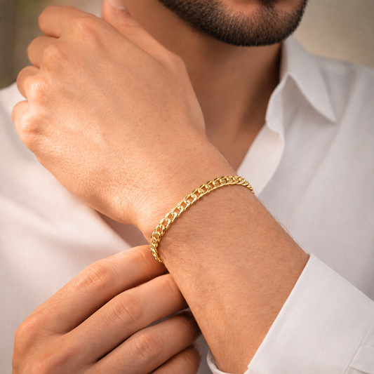 Unisex | Pulso Pulsera Tejido Barbada Cubana Diamantada 5 mm, Esclava Para Hombre Y Mujer De Plata Autentica Ley .925 Con Baño De Oro Italiano 24k, DUO DELUXE JOYAS