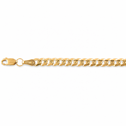 Unisex | Pulso Pulsera Tejido Barbada Cubana Diamantada 5 mm, Esclava Para Hombre Y Mujer De Plata Autentica Ley .925 Con Baño De Oro Italiano 24k, DUO DELUXE JOYAS