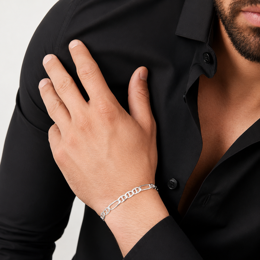 Unisex | Pulso Pulsera Tejido Figaruchi Lisa 6 mm, Esclava Para Hombre Y Mujer De Plata Autentica Ley .925, DUO DELUXE JOYAS