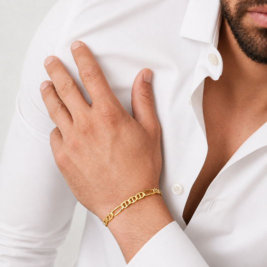Unisex | Pulso Pulsera Tejido Figaruchi Lisa 6 mm, Esclava Para Hombre Y Mujer De Plata Autentica Ley .925 Con Baño De Oro Italiano 24k, DUO DELUXE JOYAS