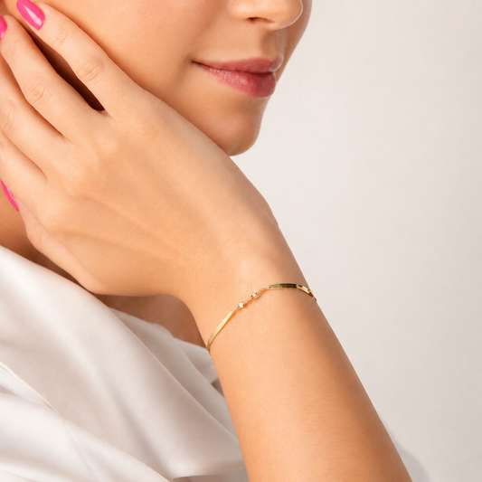 Mujer | Pulso Pulsera Tejido Singapur 2 - 2 mm, Esclava Para Mujer De Plata Autentica Ley .925 Con Baño De Oro Italiano De 24k, DUO DELUXE JOYAS