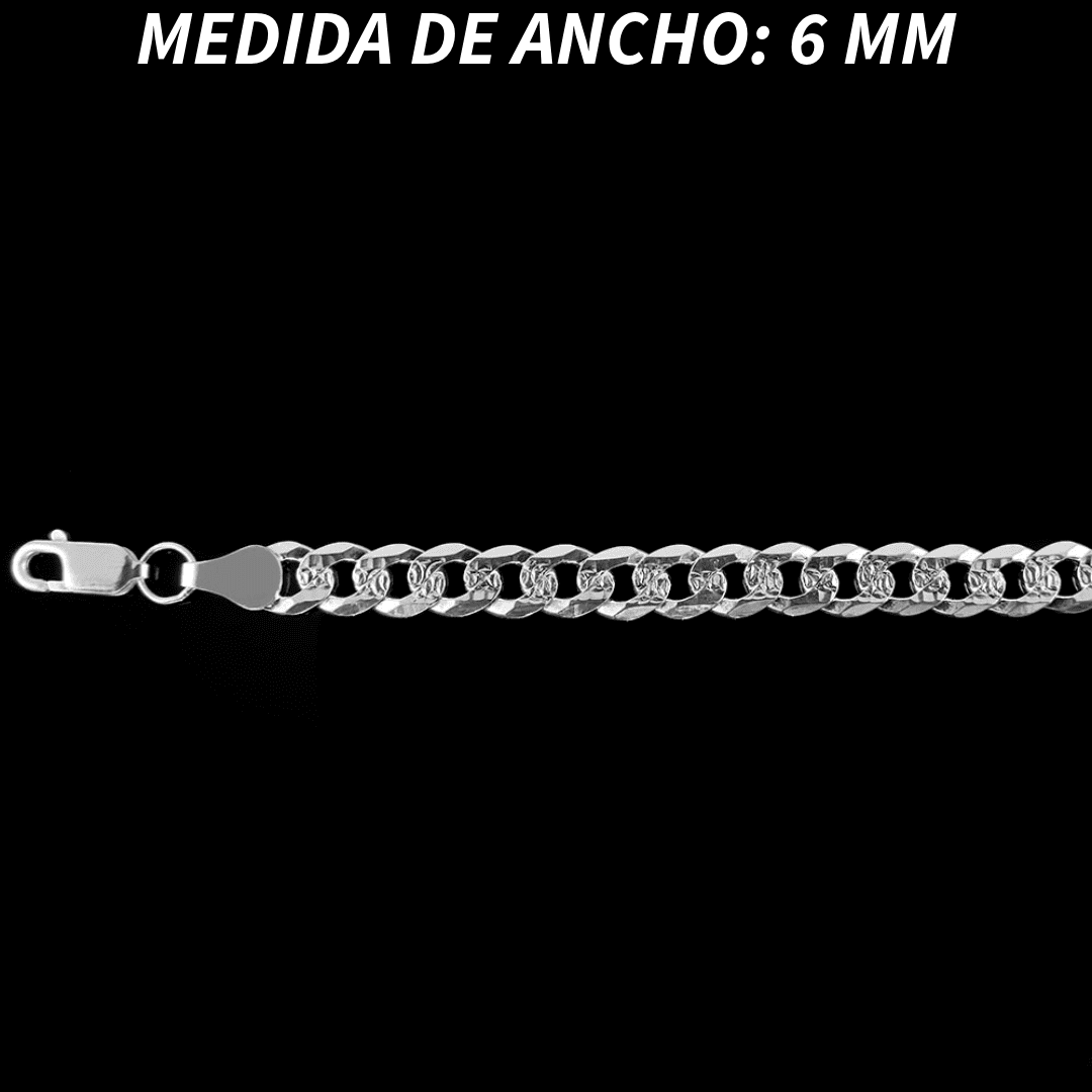 Pulsera Esclava Cubana Barbada Diamantada, Plata Ley .925, Para Hombre y Mujer | DUO DELUXE JOYAS