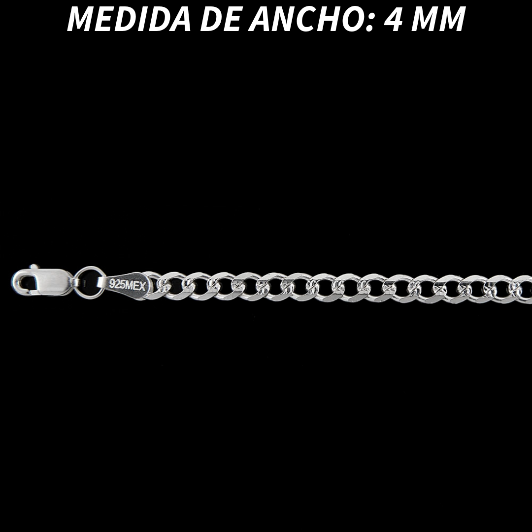 Pulsera Esclava Cubana Barbada Diamantada, Plata Ley .925, Para Hombre y Mujer | DUO DELUXE JOYAS