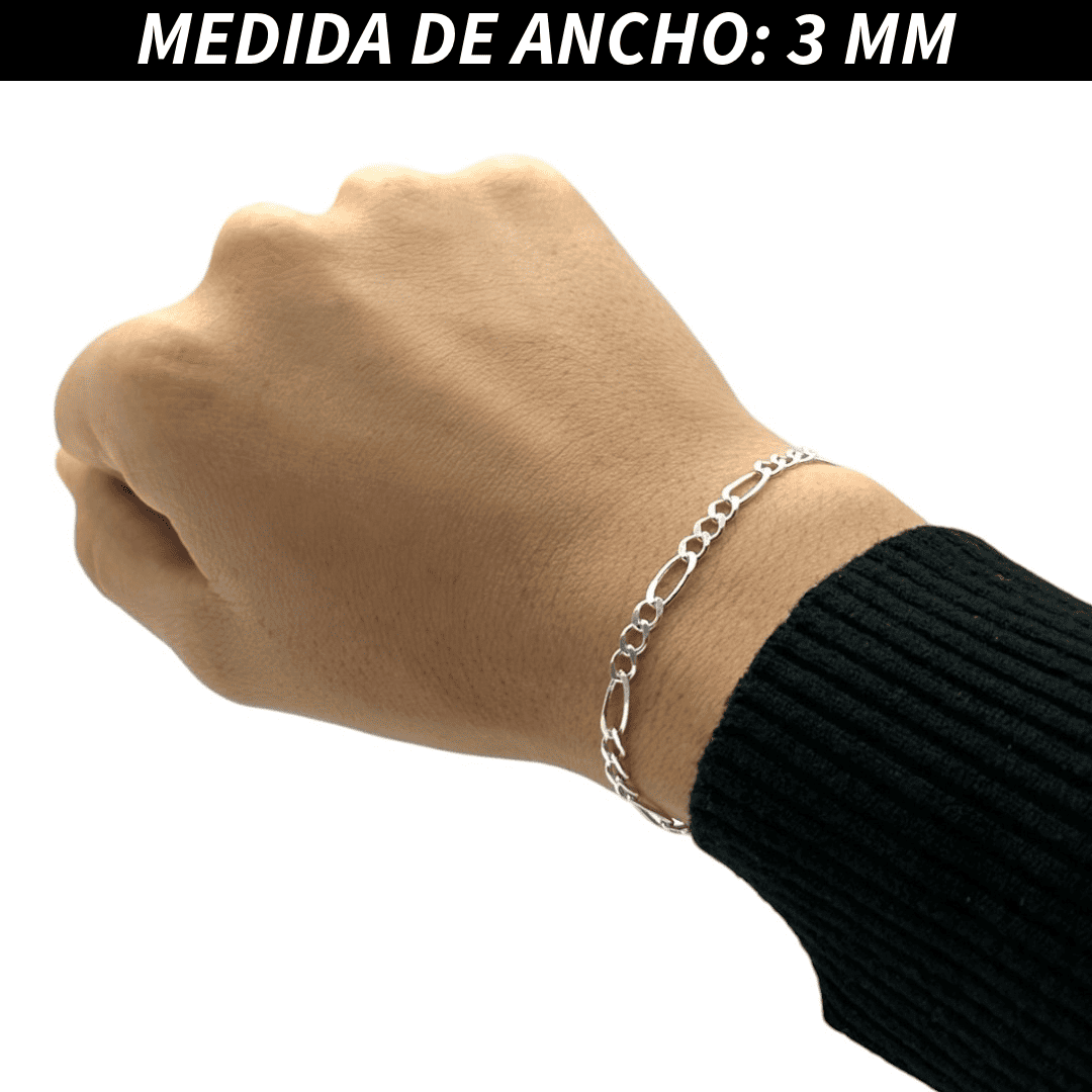 Pulsera Esclava Cartier Figaro Lisa, Plata Ley .925, Para Hombre y Mujer | DUO DELUXE JOYAS