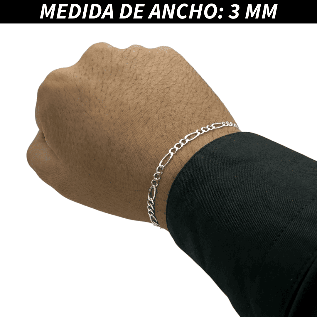 Pulsera Esclava Cartier Figaro Lisa, Plata Ley .925, Para Hombre y Mujer | DUO DELUXE JOYAS