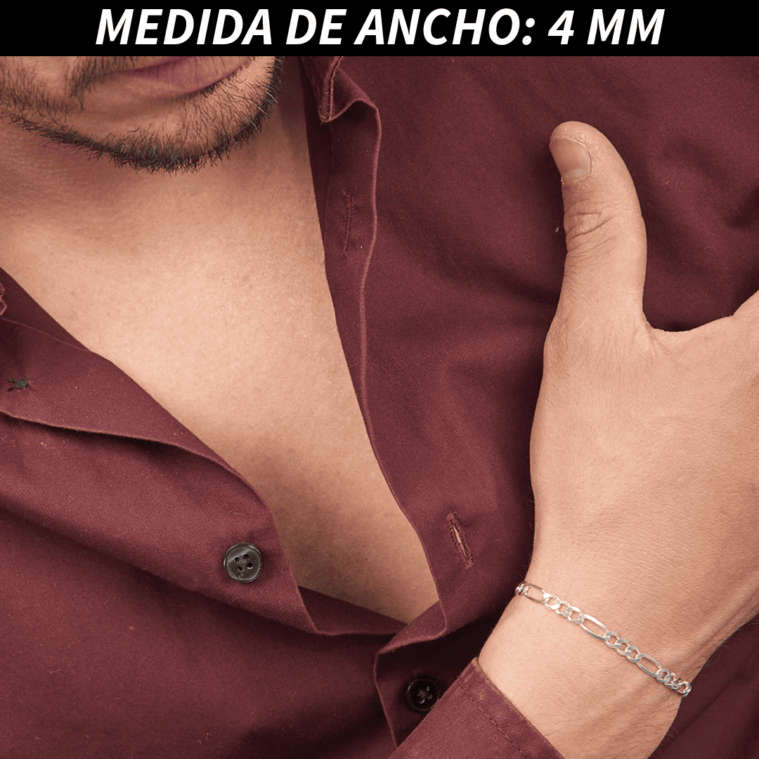 Pulsera Esclava Cartier Figaro Lisa, Plata Ley .925, Para Hombre y Mujer | DUO DELUXE JOYAS