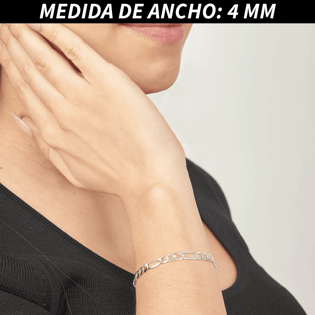 Pulsera Esclava Cartier Figaro Lisa, Plata Ley .925, Para Hombre y Mujer | DUO DELUXE JOYAS