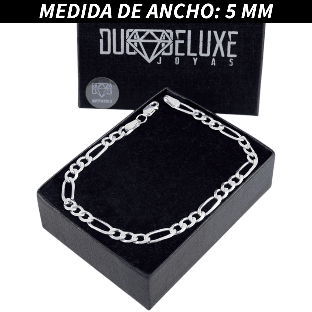 Pulsera Esclava Cartier Figaro Lisa, Plata Ley .925, Para Hombre y Mujer | DUO DELUXE JOYAS