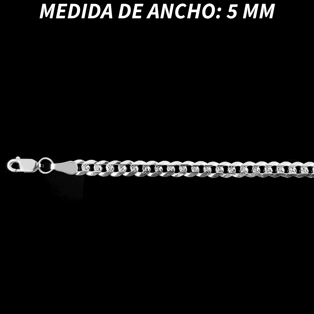 Pulsera Esclava Cubana Barbada Diamantada, Plata Ley .925, Para Hombre y Mujer | DUO DELUXE JOYAS