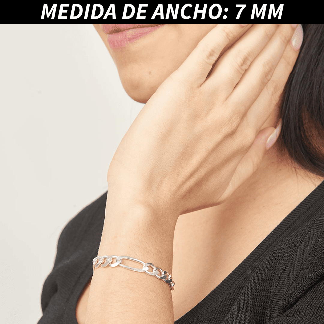 Pulsera Esclava Cartier Figaro Lisa, Plata Ley .925, Para Hombre y Mujer | DUO DELUXE JOYAS
