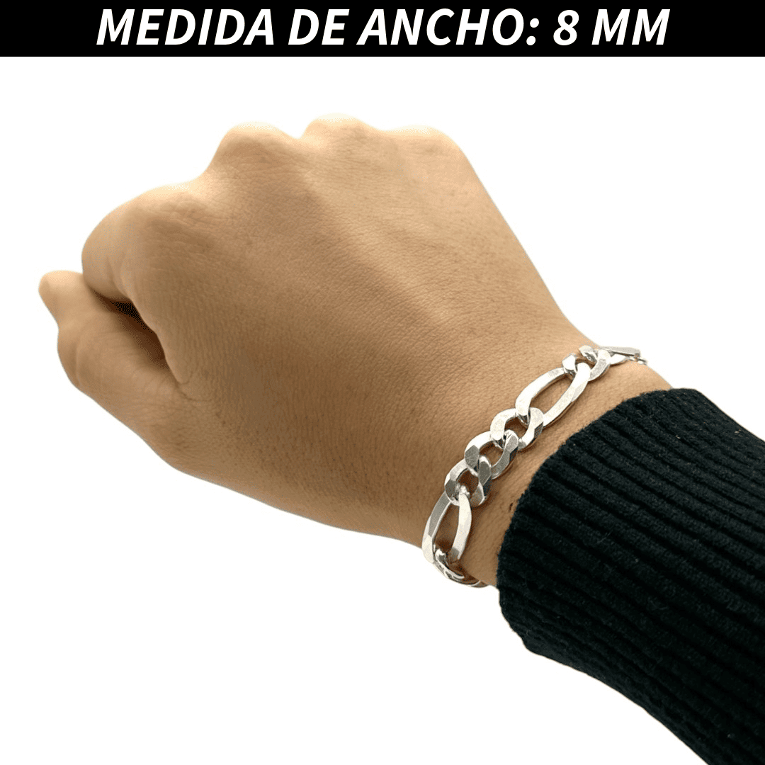 Pulsera Esclava Cartier Figaro Lisa, Plata Ley .925, Para Hombre y Mujer | DUO DELUXE JOYAS
