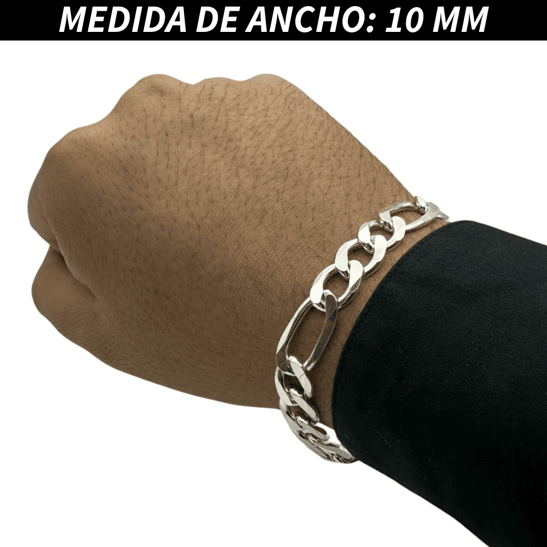 Pulsera Esclava Cartier Figaro Lisa, Plata Ley .925, Para Hombre y Mujer | DUO DELUXE JOYAS