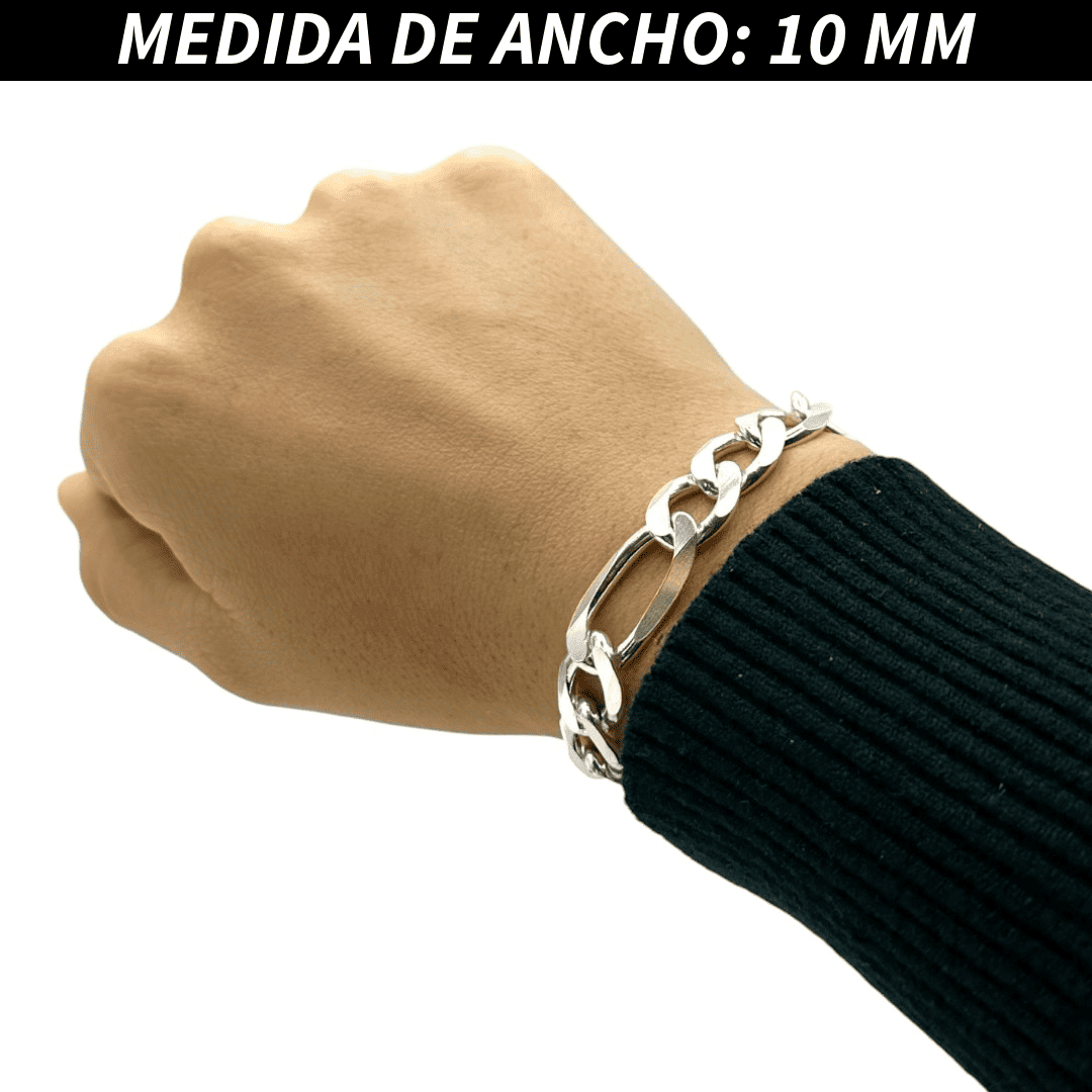 Pulsera Esclava Cartier Figaro Lisa, Plata Ley .925, Para Hombre y Mujer | DUO DELUXE JOYAS