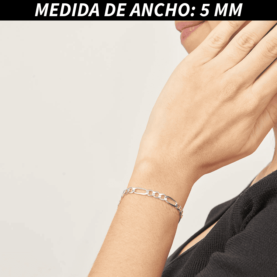 Pulsera Esclava Cartier Figaro Lisa, Plata Ley .925, Para Hombre y Mujer | DUO DELUXE JOYAS