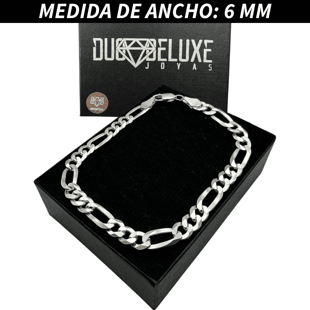 Pulsera Esclava Cartier Figaro Lisa, Plata Ley .925, Para Hombre y Mujer | DUO DELUXE JOYAS