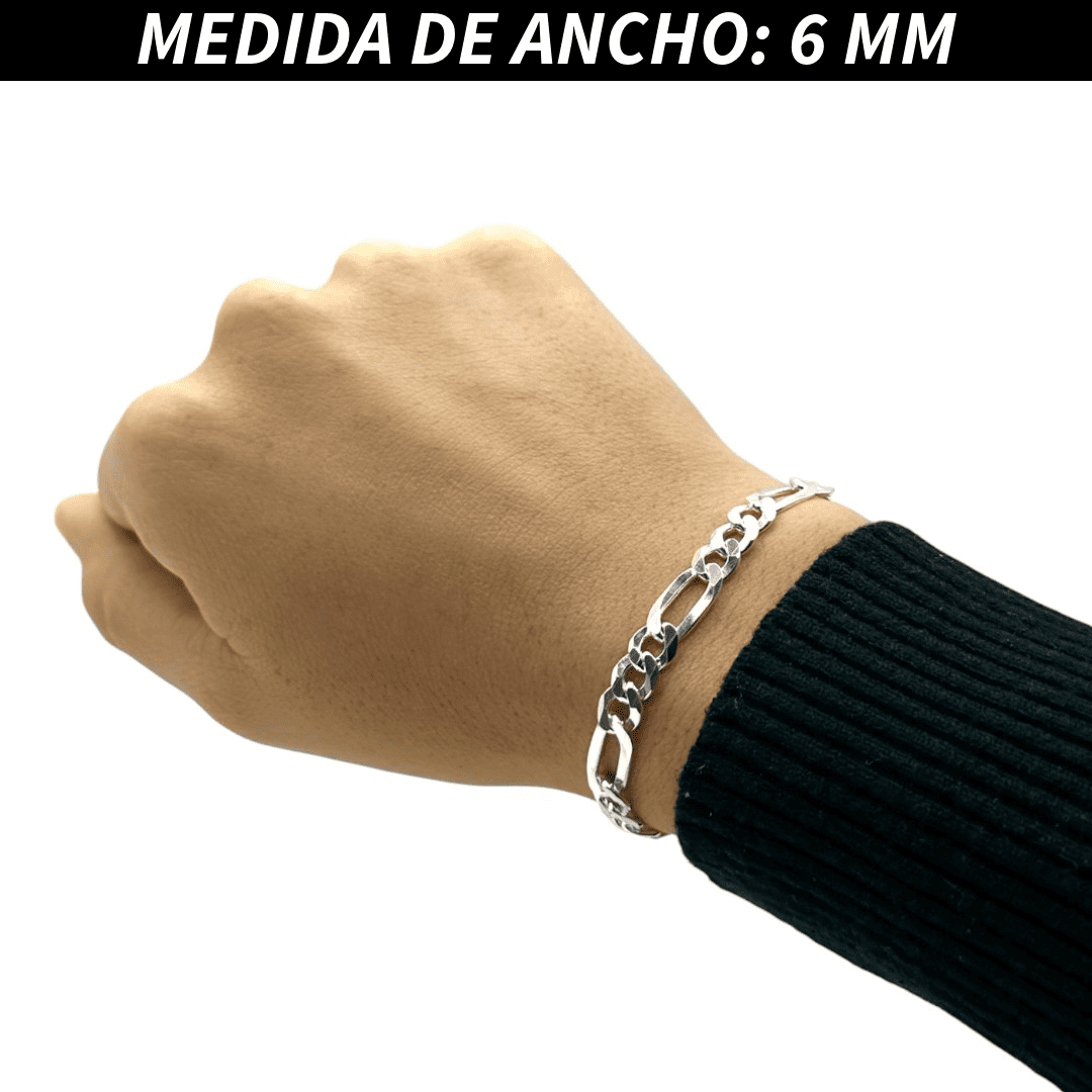 Pulsera Esclava Cartier Figaro Lisa, Plata Ley .925, Para Hombre y Mujer | DUO DELUXE JOYAS