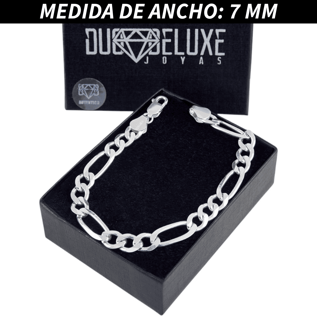 Pulsera Esclava Cartier Figaro Lisa, Plata Ley .925, Para Hombre y Mujer | DUO DELUXE JOYAS