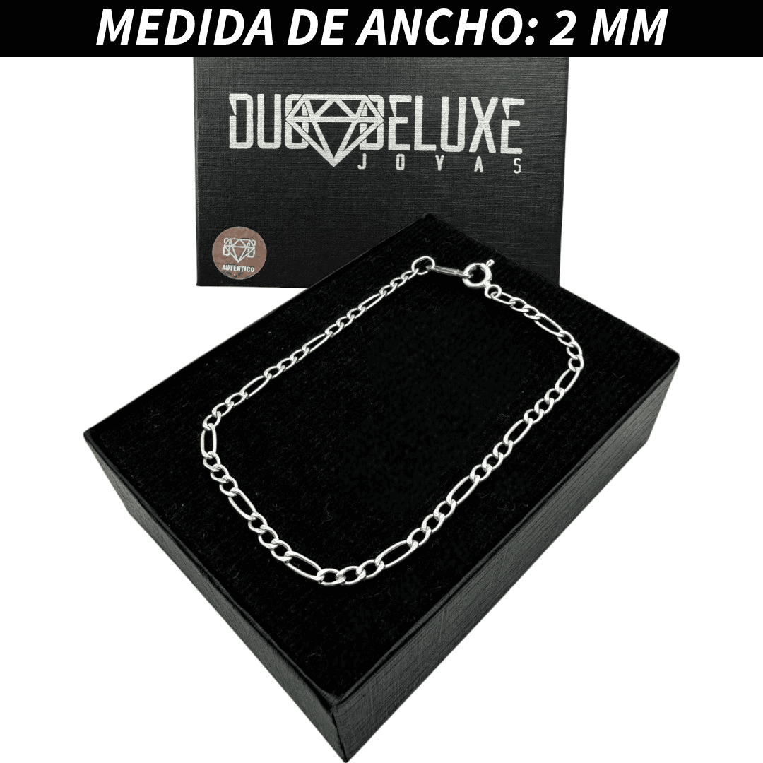 Pulsera Esclava Cartier Figaro Lisa, Plata Ley .925, Para Hombre y Mujer | DUO DELUXE JOYAS
