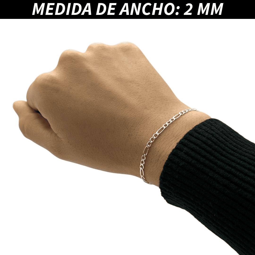 Pulsera Esclava Cartier Figaro Lisa, Plata Ley .925, Para Hombre y Mujer | DUO DELUXE JOYAS