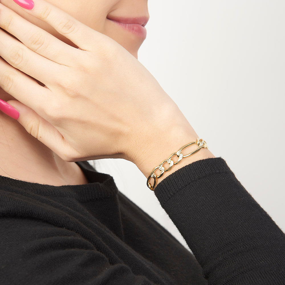 Unisex | Pulsera Tejido Cartier Diamantado 7 mm – Plata Con Baño De Oro Italiano 24k