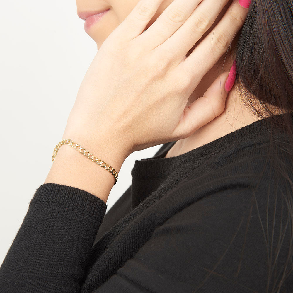 Unisex | Pulsera Tejido Barbada Abierto Liso 4 mm – Plata Con Baño De Oro Italiano 24k