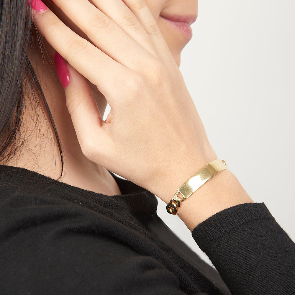 Unisex | Esclava Tejido Barbada Lisa 6 mm – Plata Con Baño De Oro 24k