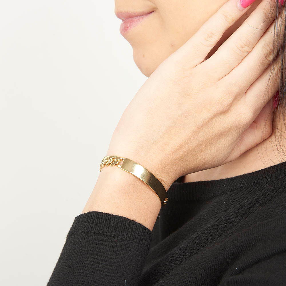 Unisex | Esclava Tejido Barbada HM Lisa 7 mm – Plata Con Baño De Oro 24k