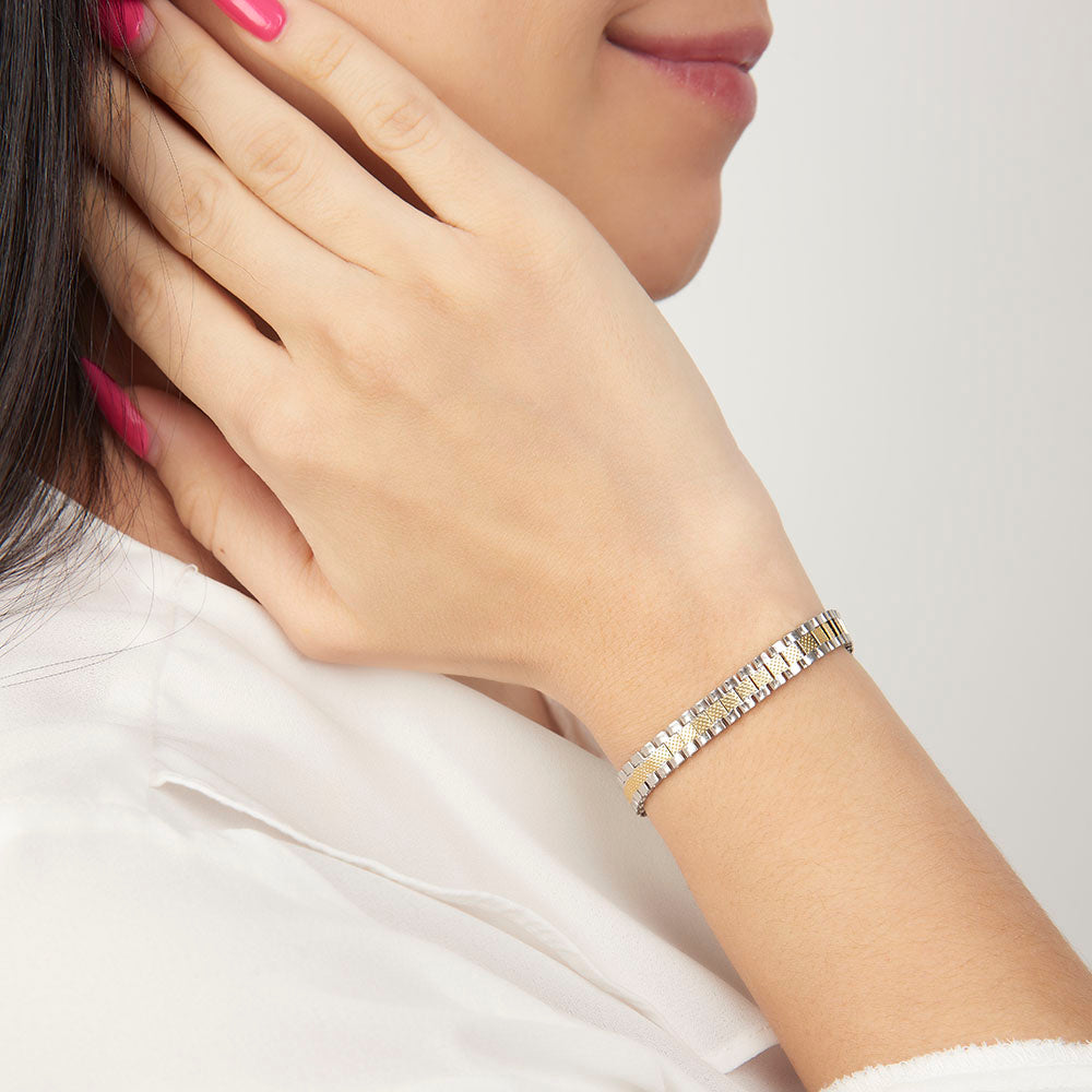 Unisex | Pulsera Tejido Rolex RRO - 6 mm – Plata Con Baño De Oro Italiano 24k